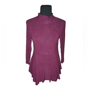 Free People Mock Turtleneck Asymmetrical Tunic Top